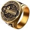 JewelryWe Heiliger Benedikt Ring Herren: Gold Edelstahl Herren-Ring St. Benedikt Siegelringe Katholische Christliche Fingerringe Band Ring Kreuz Exorzismus Böse Schutz Amulett Schmuck Größe 70