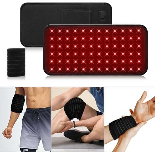 Rotlichtlampe Gürtel, 72LEDs 660nm & 850nm Infrarotlampe mit 10/20/30Min Timer, 5 Helligkeitsstufen Red Lights, Flexibles Tragbares Infrarotlampe Gürtel Zur Linderung von Schmerzen