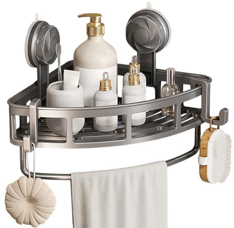 Étagère de l'organisateur de douche, organisateur de douche d'angle | Étagères de rangement du coin de salle de bain avec aspiration,Porte-rangement de salle de bain à charge forte pour évier d'appart