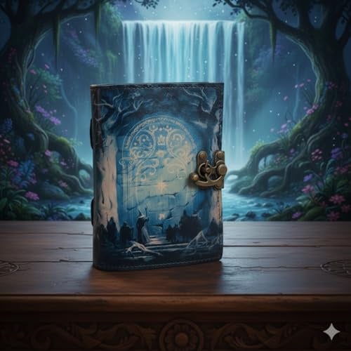 LEATHEROOZE Black Doors of Durin Tolkien - Der Herr des Ringes, Leder-Tagebuch, Buch der Schatten, Tagebuch, Grimoire-Dekor, Leder, Vintage-Verschluss, Hexerei-Zubehör, Weihnachtsgeschenk für Männer