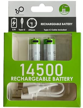 3.7V High Capacity Type C Rechargeable 14500 Li Ion Battery For Shaver & Flashlight Upgraded 5th Gen 14500mAh AA Power Cell Chargeable Batteries with Charger (A, One Size)