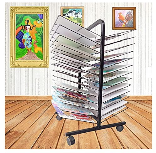 FHSLKXIM Kunst-Trockenständer, Siebdruck, Zeitschriften, Aquarell, Kleiderständer, Ölgemälde-Tafel, Kunstschule Und Atelier, Arbeitslagerregal, Platzsparendes Regal, 26 Schichten, Doppelseitig