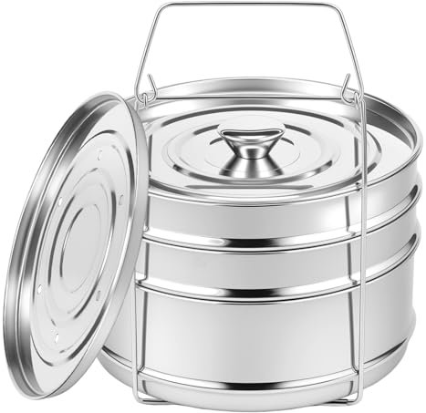 3 Tier Steamer Insert Pan,304 Stainless Steel Pressure Cooker Insert Pan Large Capacity Pressure Cooker Accessories for Steaming Vegetable Fish Meat