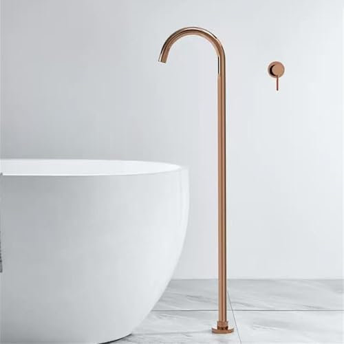 Robinet pour Baignoire Ilot Encastrable Col de Cygne Mitigeur Monocommande Baignoire à Poser,Or Rose