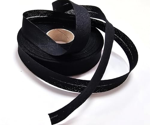 Schrägband aus Baumwolle, vorgefalzt, 40/20mm, 10m, Schwarz