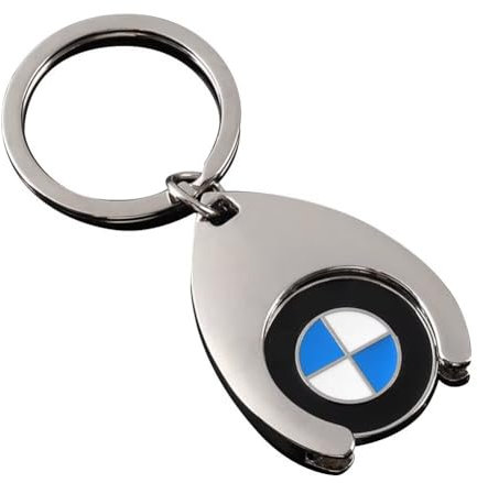 Mulor Schlüsselanhänger Auto mit Einkaufswagen Token und Auto-Logo Schlüsselanhänger für Autoschlüssel Zinklegierung Silber