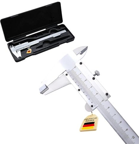 Messschieber 150mm Analog – 0,02mm / 0,001 Zoll Genauigkeit, Schieblehre mit Feststellschraube, Doppelskala mm/Zoll, rostfreier Stahl, für Haushalt & Industrie, mattverchromt, Präzisionsmessgerät