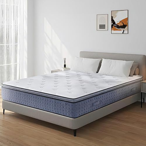 SENHO Matelas 160x200 cm EP 35 cm Ressorts ensachés 3 Zones + Mousse mémoire, coutil Bambou, Bords renforcés - LASUITE