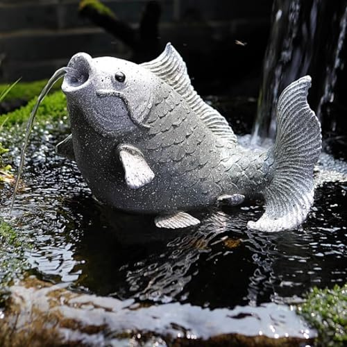 Karpfenfisch-Statue, Wasserspucker für Outdoor-Teichdekoration – Brunnen-Spray-Zubehör für Koiteich-Wasserspiele