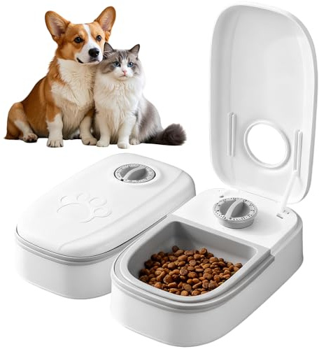 Wxeadu Futterautomat Katze Nassfutter, 700ML 2 Mahlzeiten Katzenfutter Automat, Futterspender Katze mit Timer-Steuerung, Grau Katzen Futterautomat für Katzen und Kleine Hunde zum Trockenfutter