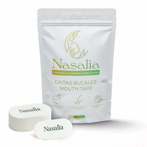 Nasalia Cinta Bucal Para Dormir Algodón Natural Pack Premium 30 Tiras Antirronquidos Adhesivo Hipoalergénico Tapa Boca Promueve Respiración Nasal Descanso Profundo Incluye Guía Biohacking QR Exclusiva