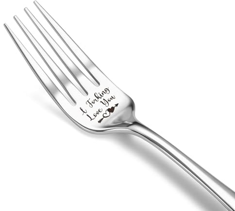 Funny Engraved Forks, Stainless Steel Engraved Fork, I Forking Love You Personalized Dinner Fork, Valentines Day Gifts for Him Her,Best Gifts for Women Men Boyfriend Girlfriend F4-ZXCZ