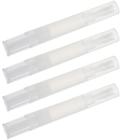 CLISPEED 4pcs 4ml Empty Nail Oil Pens Refillable Brush Pen for Manicure Use, Abs Material Safety Design with Rotatable Cap, for Nail Art and Cuticle Oil Application