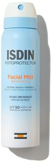 ISDIN Facial Mist SPF 50 (100 ml) | Ultradünner und unsichtbarer Sonnennebel für Gesicht | schützt, befeuchtet und fixiert das Make-up | Strahlender Haut-Effekt | wasserabweisend | geeignet für