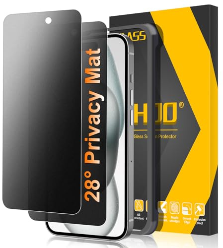 JEHOO 2 Pièces pour iPhone 15 Mat Anti-Espion Verre Trempé | Anti Spy, Matte Anti-Reflet Film Protection d'écran, Anti-Empreintes Digitales Ultra Résistant Dureté 9H Glass Protecteur