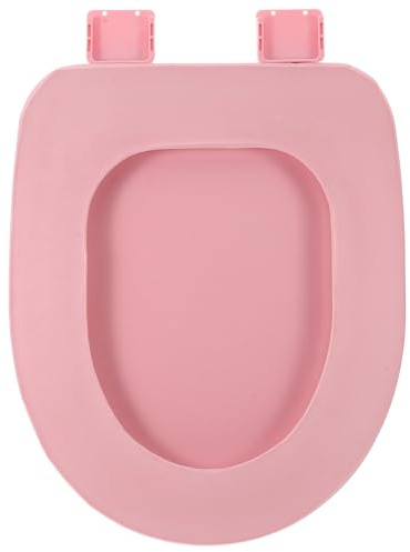 ASAKKURA Asiento de Inodoro de Espuma Acolchada Cierre Lento, Forma en U, Color Rosa, Tapa de Baño Silenciosa y Gruesa para Reemplazo en Baños Domésticos y Hoteles