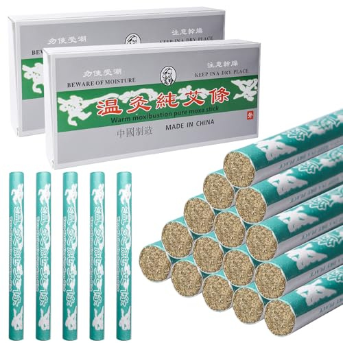 Moxa Rollen, 20 Stück Moxa Zigarren 18mm x 200mm Moxa Rolls Sticks, Moxibustion Column Stick, Qualitäts Reine Moxa Sticks für Milde Moxibustion Gesundheitspflege Körperteilheilung