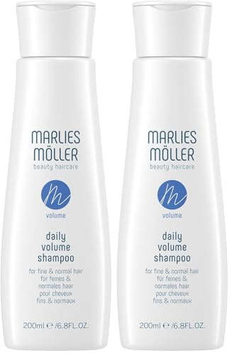 Marlies Möller Daily Volume Shampoo 200 ml – Haarshampoo für mehr Volumen –– Für mehr Haardichte – geeignet für sensible Kopfhaut - Mit Baumwoll-Extrakt – Für feines & normales Haar (Packung mit 2)