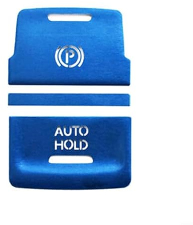 SMZhomeone Copertura adesiva in lega di alluminio per pulsante freno a mano per auto, per Golf 7 75 MK7 2015-2019, decorazione d'interni argento (blu)