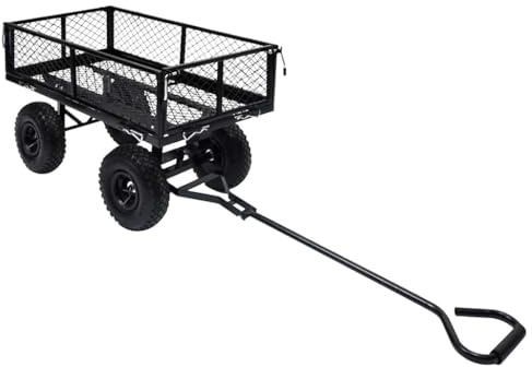 GeenYuu Gartenwagen Schwarz 250 kg Stahl Handwagen mit 250 kg Tragkraft, 86x46,5x97 cm, PU-Gummiräder, klappbar, ideal für Garten, Werkstatt, Transport, Umzug, Lager, Garage