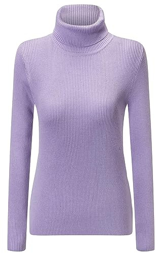 SANGTREE Damen Rollkragen Basic Great Stretchy Slim Fit Sweater, Flieder, Groß