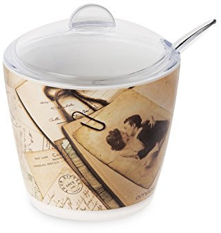 Omada Design Zuccheriera o porta zucchero, da 25 cl, in plastica infrangibile e lavabile in lavastoviglie industriali, utilizzate da bar e ristoranti, con decoro INDELEBILE, Linea Plexart