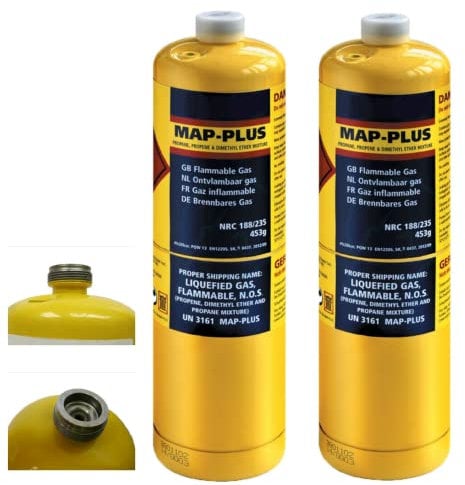 2x MAPP Map Plus 435g Bottle Disposable Gas Cylinder plumbers torch jet burner