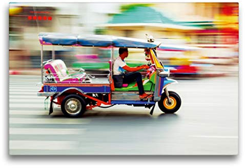 Premium Textil-Leinwand 75 x 50 cm Quer-Format Tuk-Tuk auf den Straßen Bangkoks, Leinwanddruck von Christian Müller