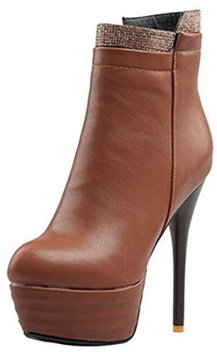 CUTEHEELS Stivali da donna con tacco a spillo, marrone, 40 EU