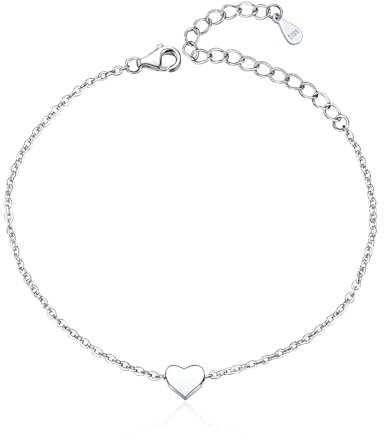 ChicSilver Bracelet Femme Coeur Argent 925 - Gourmette Femme Réglable 16+5 cm - Bijoux Bracelet Gourmette pour Femme Fille