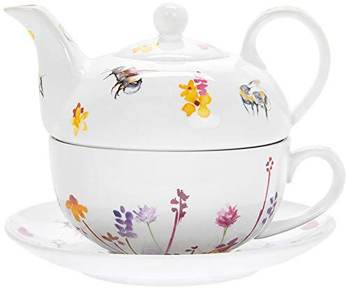Jennifer Rose Gallery Ensemble théière, tasse et soucoupe Motif abeilles colorées