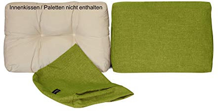 LILENO HOME Palettenkissen Bezug Grün - Ersatzbezug für Rückenkissen/Seitenkissen 60 x 40 x 16-20 cm - Polster Bezug für Europaletten - Palettenkissen Outdoor Hülle für Palettenmöbel