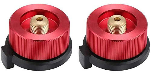 Connecteur de Réchaud de Camping, 2 pièces Adaptateur de gaz Camping, Adaptateur de Bouteille de gaz, Connecteur de Poêle pour Réchaud de Camping Bruleur Poêle (Rouge)
