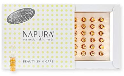 NAPURA Ampullen Detox Tea-Power, Hyaluron Gesichts-Kur | Pflege und Schutz für Ihre Haut, Gesichtspflege für trockene Haut | 30 x 2 ml