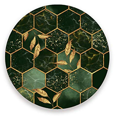 Untersetzer für Getränke, 4er-Set, grüner Marmor, goldene Blätter, rund, saugfähig, Keramik-Stein-Untersetzer mit Korkboden für Tassen, Kaffeetassen, Einweihungsgeschenk