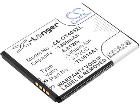 TECHTEK Batteria 1300mAh compatibile con [Alcatel] 4013X, 4028S-2AALUS1, 5020D-2BALDE, A460G, A460GB, One Touch 2008G, One Touch 4005D, 5020D, 5020T, touch 5020X, Touc FBA