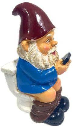 WANGQI Design Gartenzwerg Zwerg Ornamente Garten Harz Statue Ornamente Dekorative 3d Zwerg Toilette Spiel Telefon Statue Garten Gnom Harz Puppe Figuren Handwerk