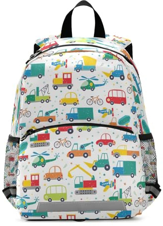 Isaoa Sac à dos pour enfant avec rênes et clip de poitrine, motif voitures de dessin animé - pour filles et garçons