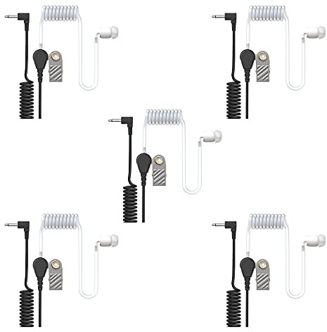 LIFE IS SIMPLE Ohrhörer Schallschlauch - 3,5mm Klinke - One Ear - transparent inkl. Halteclip - Kopfhörer Headset für Funkgeräte | 5er Set