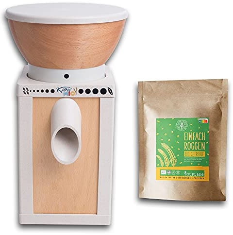 KoMoMio natur | Made in Austria | Edelkorund und Keramik Mahlstein | + 2,5 kg Bio Roggen