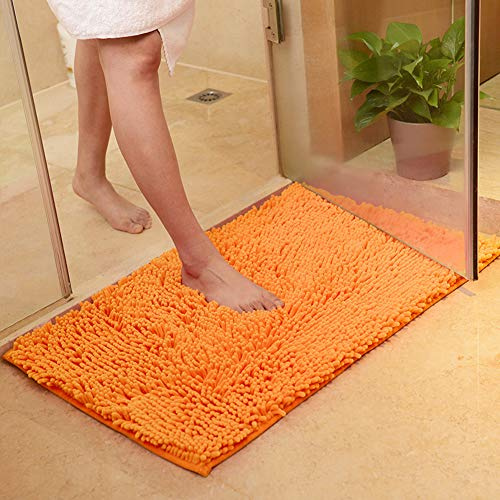 vctops Orange Fall Plüsch-Chenille-Badteppich, 78,7 x 160 cm, extra weich und saugfähig, Mikrofaser, rutschfester Läufer, Teppich für Badewanne, Badezimmer, Duschmatte (Orange, 78,7 x 160 cm)