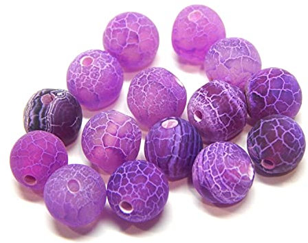 Perle di agata in agata satinata, 6 mm, 8 mm, 10 mm, rotonde, pietre di agata satinate, pietre semipreziose (viola, 8 mm – 15 pezzi)