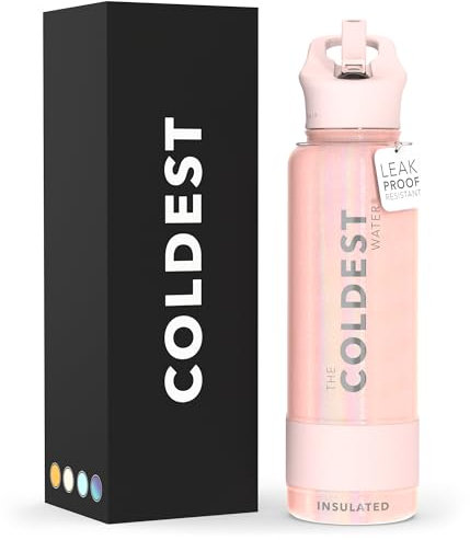 Coldest Insulated Water Bottle with Straw Lid - Stainless Steel Metal Insulated Bottle for Men & Women (Forever Pink Glitter, 40 oz)