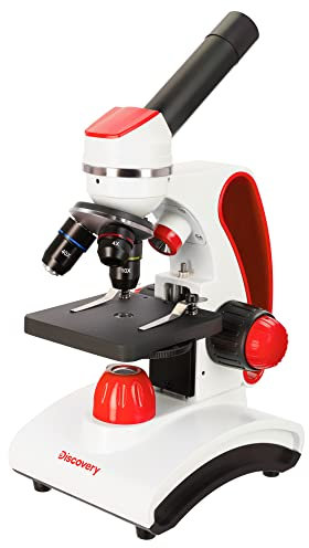 Discovery Pico Terra Tragbares Lernmikroskop Aus Metall Für Einsteiger Und Kinder Mit Farbigem Buch In Englischer Sprache, Rot
