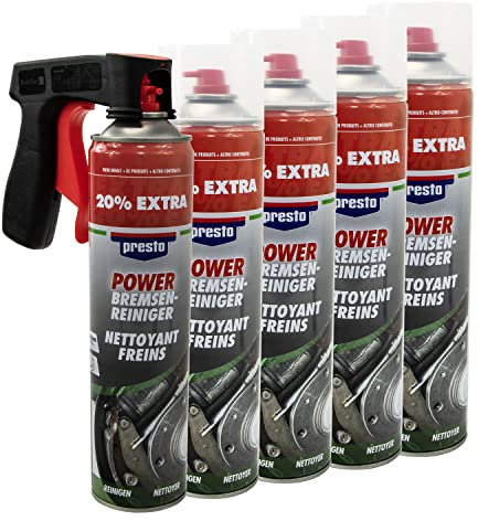 Bremsenreiniger Power Teilereiniger Spray Presto 307287 5 X 600 ml mit Pistolengriff