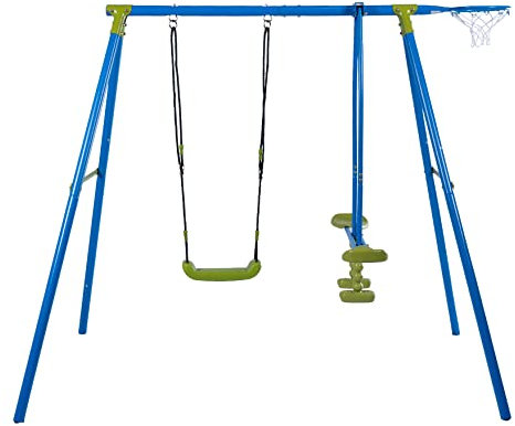 Sandora 40040 3 Funktionen Kinder Schaukel mit Schaukelgestell XNSO34 | Schaukel mit Gestell | Kinderschaukel für Garten