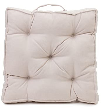 Gözze - Boxkissen mit Tragegriff, Sitzkissen, Gesteppt, Darco, 40 x 40 x 7 cm - Creme