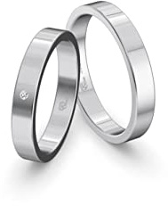 JC Trauringe Weißgold 333 Paarpreis Eheringe Gold | Verlobungsringe Gold breit 3,5 mm I Partnerringe mit Gravur in edler Schatulle I 2 Hochzeitsringe Herrenring & Damenring mit Stein (Profil 00)