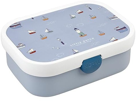 Mepal - Lunch Box Campus Little Dutch - Bento Lunch Box For Children - Lunch Box With Bento Compartment & Fork - Lunch Box With Clip Closure - BPA-free & Dishwasher Safe - 750 ml - Sailors Bay,