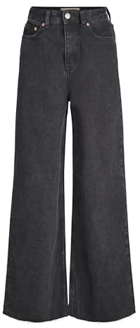 Jack & Jones Women's Jxtokyo Wide Rh Hw Jeans R6054 DNM, Black Denim, 24W / 30L